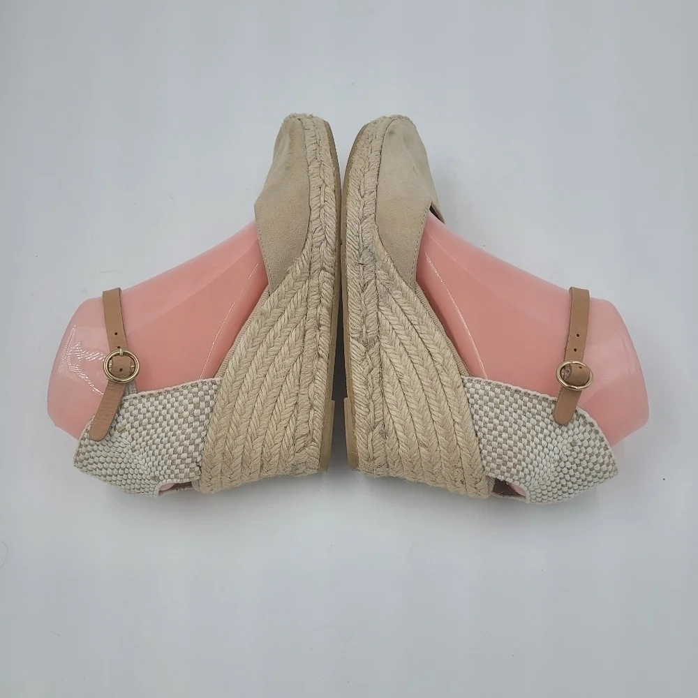 Kanna Laura espadrille wedge sandals suede and hemp size 9 new